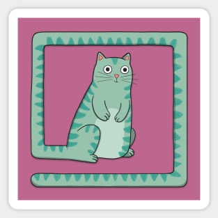 Quirky Green Cat Sticker